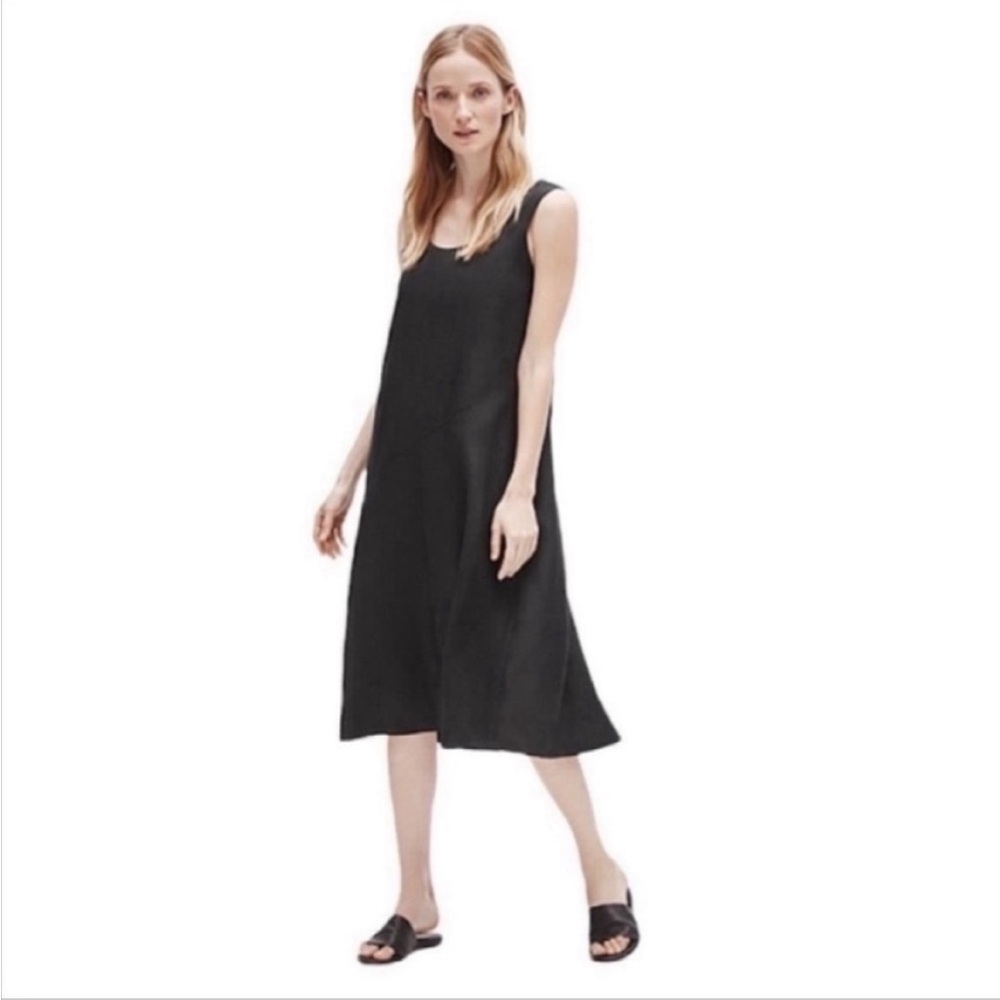 Eileen Fisher organic Black Sleeveless tank handkerchief dress